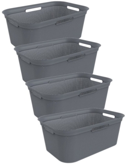 ROTHO Wäschekorb Brisen 4er-Set Wäschebox 40l (Wäschekorbset, 4er-Set), Flexibler Korb mit 4 Griffen – robust, stapelbar & belüftet