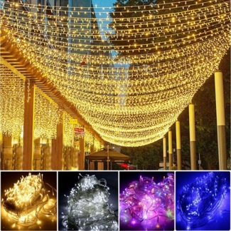 LETGOSPT LED-Lichterkette 200/500LEDs Lichterkette Außen mit 8 Modi Weihnachtslichter mit Timer, LED Lichterkette Outdoor Hängend Weihnachtsdekoration