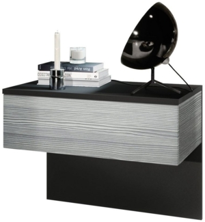 Vladon Nachttisch Sleep, Nachttischschrank mit Schublade zur Wandmontage, Schwarz matt/Avola-Anthrazit (60 x 46 x 35 cm)