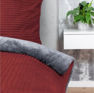 One Home Bettwäsche Winter Cashmere Touch Cord Optik, Fleece, 3 teilig, flauschig warmes Teddy Plüsch, Doppelbett