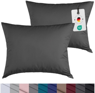 Carpe Sonno Kissenbezug 40x40 40x80 80x80 80x40 2er Set Kissenhülle Mikrofaser Kissenbezug, (2 Stück), Kopfkissenbezug 40 x 40 cm, Uni Anthrazit einfarbig