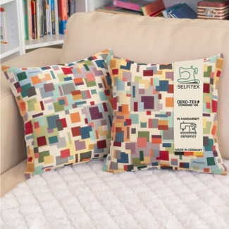 Selfitex Dekokissen mit buntem Muster im 2er Set, 30x50/40x40/50x50 inkl. Füllkissen, hochwertig gewebter Gobelin Kissenbezug mit weichem Füllkissen