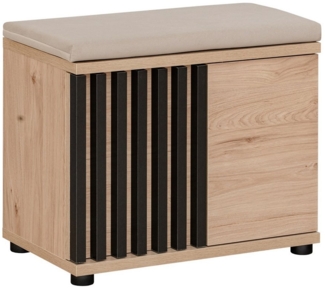 Lomadox Schuhbank POLICORO-164, Garderobenbank inkl. Sitzpolster, Kastanienholz mit schwarzen Lamellen