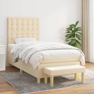 vidaXL Boxspringbett mit Matratze Creme 90x190 cm Stoff 3137442