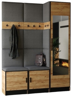 Compleo Garderoben-Set MALTI Garderobenständer, Kleiderständer mit Schuhregal und Schrank, Breiter Sitzbank