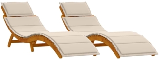 vidaXL Sonnenliege 2 pcs Weiß 184 x 55 x 64cm Massivholz Akazie 4107096