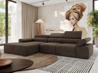 Ecksofa mit Relax-funktion, Elektrisch verstellbarer Sitz, L-förmige Ecke mit Armlehnen, Wellenfeder - RILASSO - linke Seite