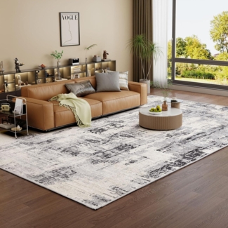 Teppich Wohnzimmer Kurzflor Moderner Grau 240x340cm Anti-Rutsch