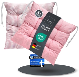LILENO HOME Stuhlkissen - Wende Sitzkissen für Gartenstuhl oder Küchenstuhl 40 x 40 x 6 cm, Bequeme Indoor u. Outdoor Stuhlauflage als Stuhl Kissen Rosé