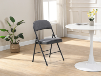 Vente-unique - Klappstuhl 2er-Set - Samt & Metall - Grau - ORTENSIA