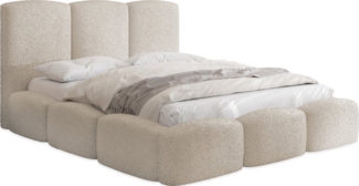 WFL GROUP Polsterbett Harmony mit Bettkasten und Lattenrost, Bettgestell, ohne Matratze (erhältlich in 5 Größen 120x200, 140x200, 160x200, 180x200, 200x200 cm), Doppelbett mit hohem Kopfteil, Boucle oder Samt Stoff, Made in EU