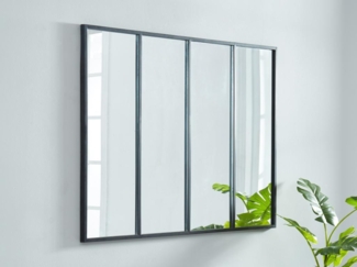 Vente-unique - Spiegel Atelierfenster Industrial Style - 120 x 90 cm - Metall - Schwarz - DUDLEY