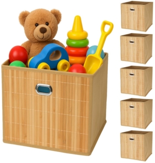 Koopman Aufbewahrungsbox Schrankbox Aufbewahrung 31x31x31cm Bambus faltbar 6er Set (6 St), 6 Stück, Hellbraun, Regal, Faltbar, Aufbewahrungsbox