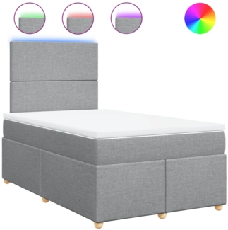 vidaXL Boxspringbett mit Matratze Hellgrau 120x200 cm Stoff 3293540