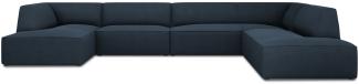 Micadoni 7-Sitzer Panorama Ecke rechts Sofa Ruby | Bezug Navy Blue | Beinfarbe Black Plastic