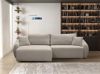 Ecksofa Designersofa Sofa ELISE in Stoff Wind Beige Ottomane Links