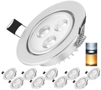 WILGOON LED Einbauleuchte 10er LED Einbauleuchten Ultra Flach LED Spots, Einbaustrahler 3W/5W, LED fest integriert, Warmweiße, Kaltweiße, Deckenlampe Einbauspot Schwenkbar für Schlafzimmer, Wohnzimmer, Küche