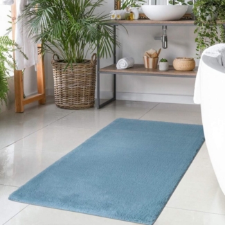Carpet City Badematte Topia Mats, Badteppich uni, Höhe 14 mm, rutschhemmend beschichtet, strapazierfähig, Polyester, rechteckig, Hochflor, Kaninchen Haptik, Polyester, Badezimmerteppich, waschbar