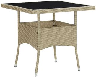vidaXL Garten-Esstisch Beige Poly Rattan und Glas 310551