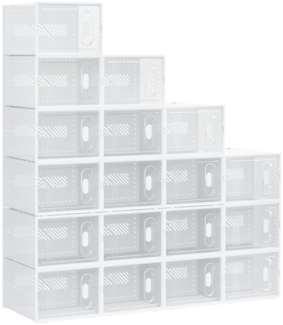 HOMCOM Schuhregal Schuhboxen, Schuh-Organizer mit magnetischen Türen 18-tlg, Schuhaufbewahrung aus Kunststoff