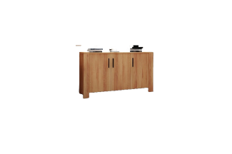 Kommode Lubic aus Kernbuche massiv 155x45x89 cm mit 3 Türen und Holzbeinen