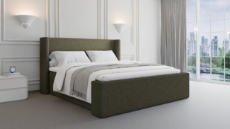 MOEBLO Boxspringbett BETT 09 (Doppelbett mit Bouclé-Stoff, Bettkasten & Topper – Bouclé-Boxspringbett mit abgerundeten Ecken), Boxspring, - 140/160/200x200 cm