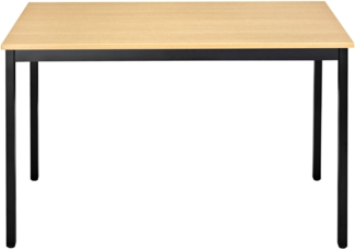 Bisley Mehrzwecktisch, rechteckig, Gestell aus Stahl, 30 x 30 mm, pulverbeschichtet, Farbe: 333 schwarz; Tischplatte 19 mm, melaminharzbeschichtet, hochabriebsfest, Dekor: BC buche; Maße: H 740 x B 1400 x T 700 mm