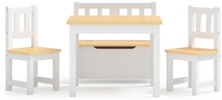 vidaXL 4-tlg. Kindertisch und Stuhl-Set, MDF weiß / beige
