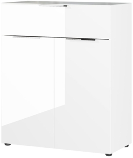 Kommode Owingen / Oakland , Glas, Holzwerkstoff , Weiß , 83 x 102 x 42 cm