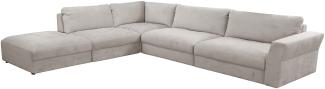 CAVADORE XXL-Eckcouch Cannes / Riesige, moderne Lounge-Sofagarnitur mit verstellbaren Rückenteilen / 359 x 80 x 294 / Flachgewebe, Hellgrau