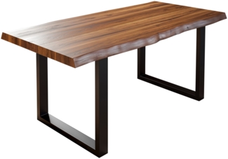 Landhaus Esstisch »Utrecht« 5cm Baumkante Akazie Nussbaum 200x100 schwarz 525967
