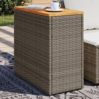 vidaXL Garten-Beistelltisch mit Holzplatte Grau 58x27,5x55 cm Rattan 366134