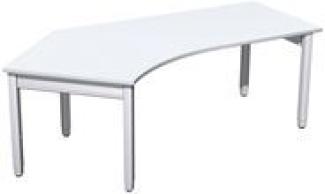 Schreibtisch 135° '4 Fuß Pro Quadrat' links höhenverstellbar, 217 x 113 x 68-86cm, Weiß / Silber