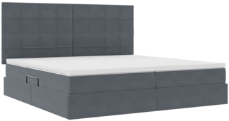 vidaXL Bett mit LED-Lichtleisten Dunkelgrau 200x200 cm Samt 3372688