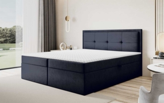 Boxspringbett Schlafzimmerbett DEGNA 160x220cm Stoff Gerra Schwarz