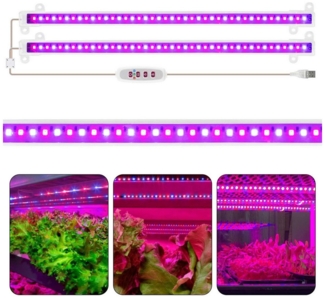 Qualra Pflanzenlampe 30/50cm LED Pflanzenlampe 8/12/16H Timer Vollspektrum Grow Lampe, 5 Helligkeitsstufen