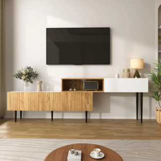 Lowboard Breite 130-220 cm, längenverstellbar, TV-Schrank, Fernsehtisch, Fernsehschrank für Wohnzimmer, stehend