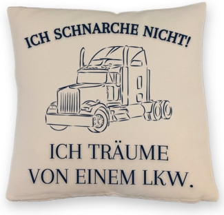 speecheese Dekokissen LKW Kissen mit Leinenoptik mit Spruch Ich schnarche nicht