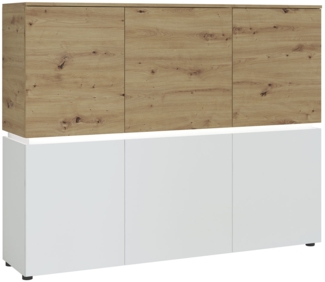 Highboard Livia / Luci , Holzwerkstoff , Weiß, Holzfarben , 166 x 132 x 40 cm