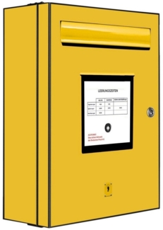 banjado Medizinschrank Stahl Briefkasten Gelb (abschließbar, 3 große und 2 kleine Fächer) 35 x 46 x 15cm
