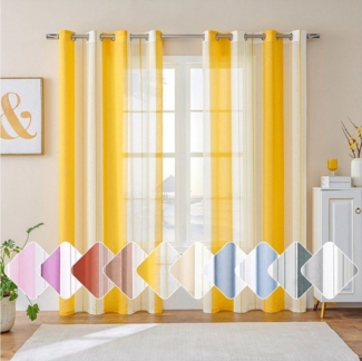 BYSURE Vorhang, Ösen (2 St), halbtransparent, Voile, Streifen Gardine