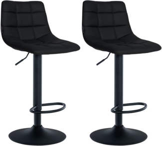 CLP 2er Set Barhocker Jerry Kunstleder höhenverstellbar und 360 drehbar,schwarz schwarz