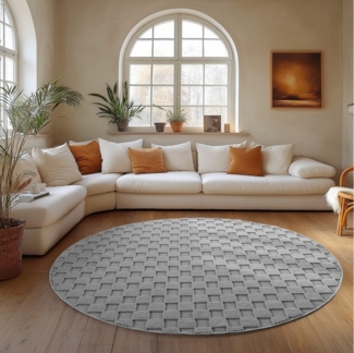Carpettex Designteppich Einfarbig Boucle Loop, Rund, Höhe: 7 mm, Teppich Wohnzimmer, Schlafzimmer, Gästezimmer