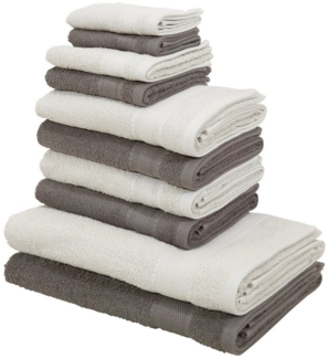 my home Handtuch Set Afri, Duschtücher, Handtücher, Gästetücher, Seiftücher, Walkfrottee (Set, 10-St), zweifarbig, 100% Baumwolle, weich, mit Bordüre