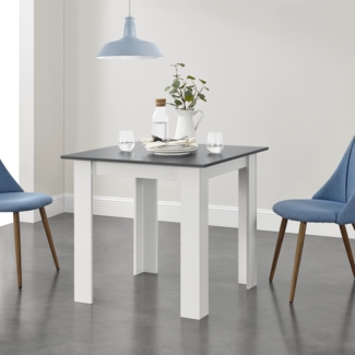 Esstisch Algermissen 80x80x76 cm für 4 Personen Dunkelgrau/Weiß en. casa