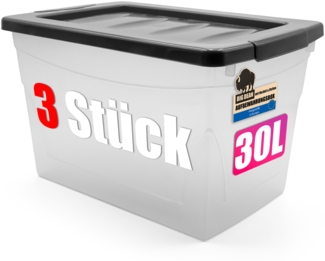 BigDean 3x30 L Aufbewahrungsbox mit Deckel Budget Line Plastikbox mit Deckel Aufbewahrungsboxen