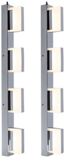 2x LED Wandleuchte, Chrom, satiniert, L 68 cm