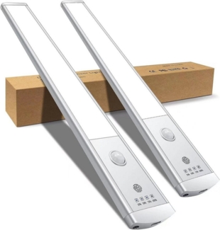 autolock LED Unterbauleuchte 2 Stück LED Schrankbeleuchtung mit Bewegungsmelder, Kabellose LED, Unterbauleuchte,USB Wiederaufladba Schranklicht,Tragbares
