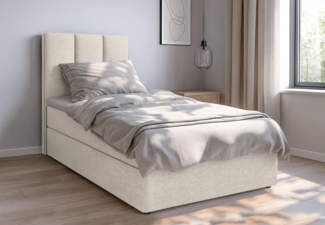 AX LIVING Boxbett Merea beiges Boxspringbett Bettkasten 120x200 cm