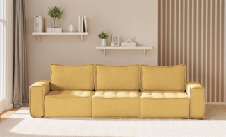 Sofa Modulsofa 3-teilig SANDE 3-Sitzer Stoff Raven Honiggelb